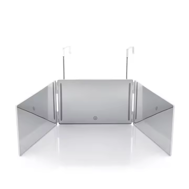 InnovaGoods Espejo Maquillaje con luz, Espejo con visión 360º Espejo baño con luz Led Interruptor con Sensor táctil, Espejo baño con diseño Plegable y Altura Adaptable. - 1