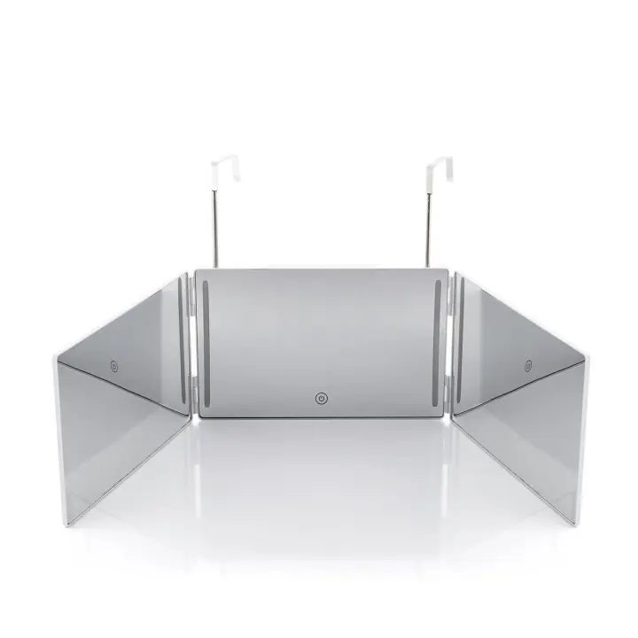 InnovaGoods Espejo Maquillaje con luz, Espejo con visión 360º Espejo baño con luz Led Interruptor con Sensor táctil, Espejo baño con diseño Plegable y Altura Adaptable. - 1
