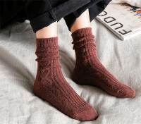 Calcetines De Invierno Para Mujer Color Sólido Cálidos Y Gruesos Calcetines Largos De Lana Estilo Japonés Moda Transpirables - details 1