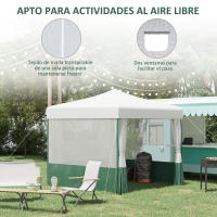 Outsunny Carpa Plegable 2,7x2,7 m con Laterales de Malla Cenador de Jardín Protección UV30 con Altura Ajustable 2 Ventanas y Bolsa de Transporte para Patio Terraza Blanco y Verde - details 5