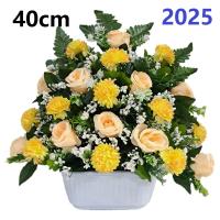 Centro de Flores para Cementerio Gerimport | Ramos de Flores para Todos los Santos | Flores Artificiales de Tela | Ancho 40cm | Alto 40cm | Personalizar Color y Medida | Contacto Directo con el Vendedor - details 0