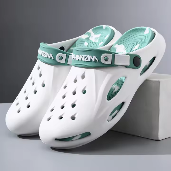 Zapatos con agujeros para hombre, zapatillas de suela gruesa antideslizantes y antiolor que aumentan la altura para usar al aire libre en verano sin frotar los pies, sandalias de alta gama - 1