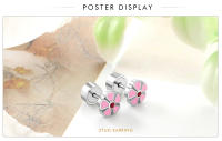 LUXUSTEEL Pendientes De Estilo De Flor Rosa Para Mujeres Niñas Y Niños Joyería De Lujo De Acero Inoxidable Con Cristal Redondo - details 2