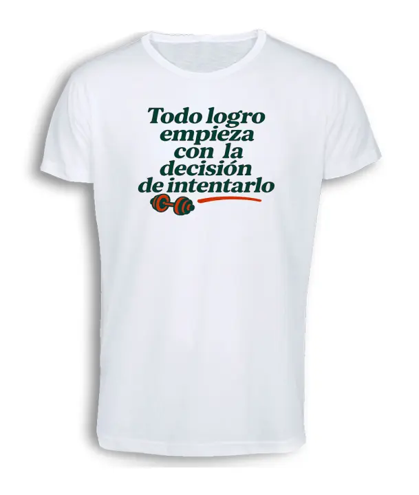MERCHANDMANIA CAMISETA TACTO ALGODÓN frase motivadora gimnasio logro decision gym motivacion cotton touch tshirt - 1
