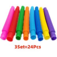 Juego De 3/24 Tubos Telescopios Flexibles De Plástico Colorido Para Niños Y Adultos Juguetes De Descomposición Para Aliviar El Estrés - details 14