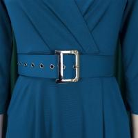 Vestido Elegante Para Oficina Para Mujer Cuello Redondo V Cintura Ajustada Pleated Midi Formal Business Work Dress OL - details 7