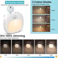 Luz Nocturna con Sensor de Movimiento Enchufable, 3 Modos de Temperature de Color y Atenuación Continua, Luz Nocturna Infantil, [2 Piezas] luz LED Blanca válid para Baño/pasillo/Armaro [Clase de eficiencia energética E] - details 7