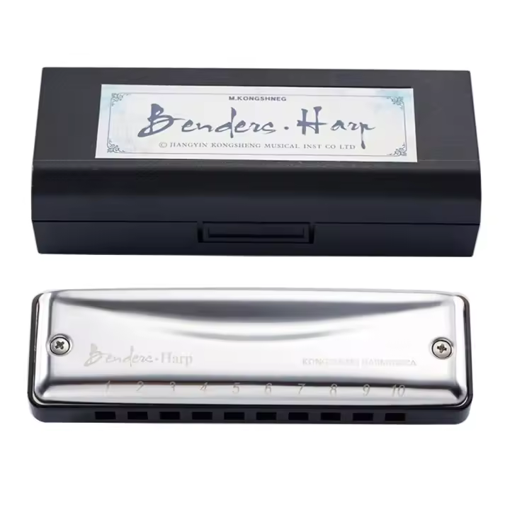 Kongsheng Harmonica 10 Agujeros 20 Canciones Organ De Bocarabio Blues Deluxe Para Principiantes Regalo Ideal Material De Latón Fosforado Y Resina - 1