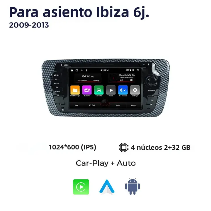 Radio De Coche Android 13 Con Pantalla Táctil De 7 Pulgadas GPS Multimedia Estéreo Para Seat Ibiza 6J 2009-2013 MK4 FR CarPlay Auto - 1