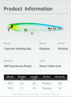 Kingdom Lanzador De Superficie Para Pesca 60mm 5.6g 90mm 11g Swimbaits Flotantes Artificiales Duros Accesorios De Pesca - details 1