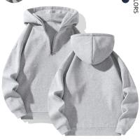 Sudadera De Manga Larga Con Cremallera Media Para Hombre, Estilo Casual, Color Sólido, Abrigo Para Otoño E Invierno - details 0