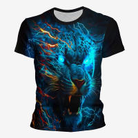 Camiseta De Pantera 3D Para Hombre Camiseta De Verano Con Estampado De Leopardo Moda Streetwear Tops Camiseta Unisex Polyester O-Neck - details 3