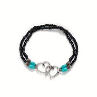 Anklet Set Bohemio Elegante Con Corazón Doble Hueco Y Cuentas Mini Hecho De Resina Y Acero Inoxidable Para Fiesta Y Boda - details 7