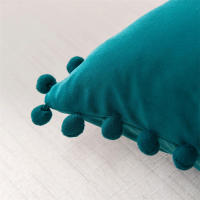 Funda De Cojín Macramé Con Borde De Punto De Lujo En Veludo Para Sofá Cama JAF066 Decorativa Flor De Bola Cubierta De Almohada - details 5