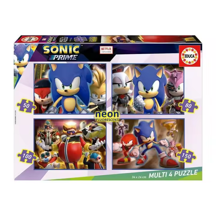 PUZZLE MULTIPACK 4 SONIC PRIME NEON DE EDUCA - 1