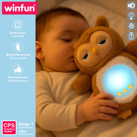 Winfun - Peluche bebé búho, 23x11x25 cm, con +17 sonidos relajantes, luz nocturna, 30 minutos autonomía, control del volumen, incluye temporizador, peluche quitamiedos infantil, regalo para recién nacido, funda lavable, peluche interactivo - details 2