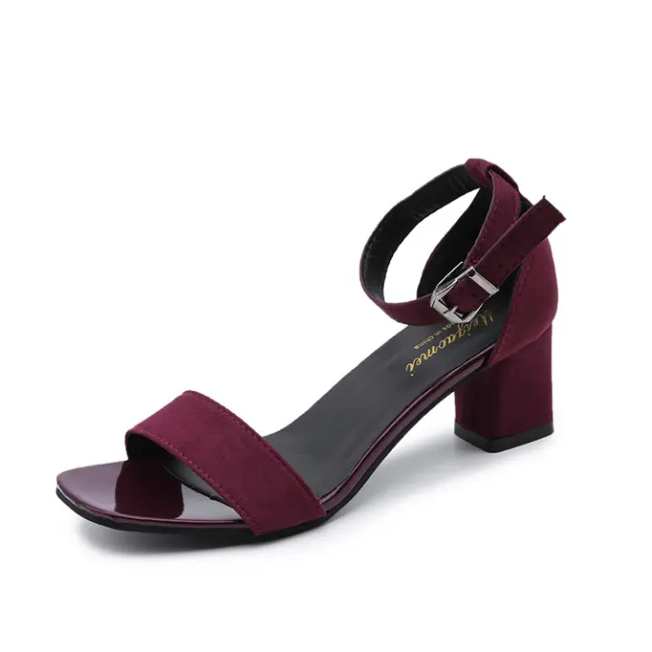 Sandalias De Moda Para Mujer Verano 2024 Tacón Medio Alto Exterior Elegantes Zapatos De Boda plus Size 34-40 Con Correa De Cierre - 1