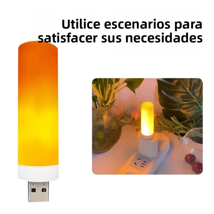 Lámpara De Noche USB LED Con Efecto De Velocidad De Velas Decorativas Luz De Ambiente Flickering Flameless Candles Para Decoración Del Hogar - 1