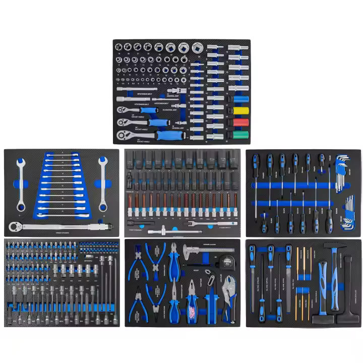 EDICION CARBONO - CONJUNTO DE MÓDULOS DE HERRAMIENTAS EVA CON TERMINACIÓN EN CARBONO PARA CARRO, AZUL - 1