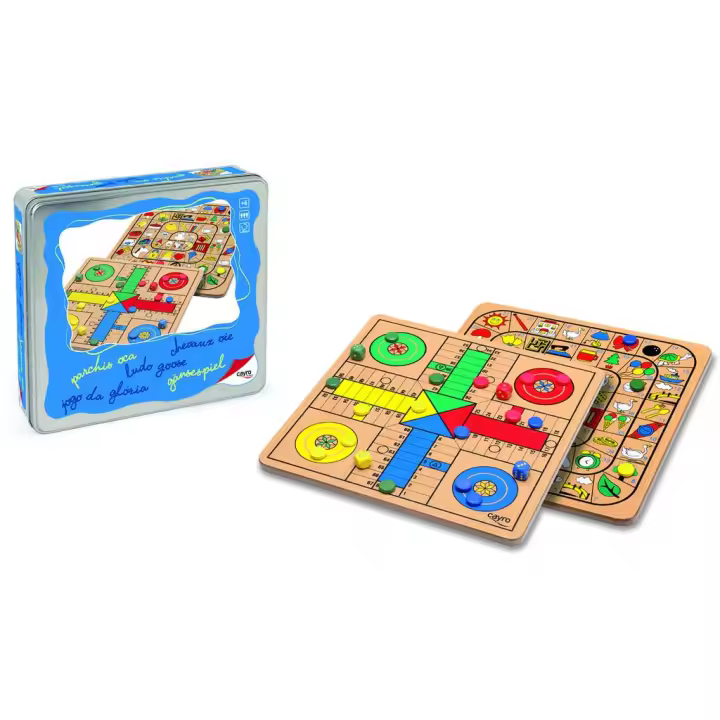 Juego de Mesa Tablero Madera Parchís-Oca Caja Metal Cayro 752 - 1
