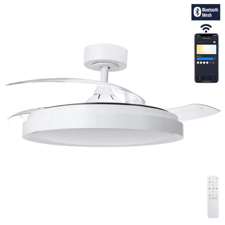 Aigostar Mesh - Ventilador de Techo con luz Inteligente con Aspas Retráctiles, LED 50W + DC 28W - APP/Mando, CCT Regulable 2700K-6500K, Silencioso, Temporizador, Función Invierno/Verano (106cm) - 1