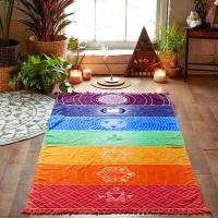 Alfombra Moderna Para El Hogar Alfombrilla De Playa Arcoíris Para Dormitorio Y Sala De Estar Tapiz Colgante De Entrada Toalla De Yoga Antideslizante Tejida Con Diseño De Rayas - details 0