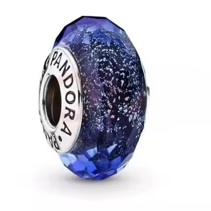 Charm Pandora de Cristal Azul en Plata de Ley 925 con forma de Flor transarente multicolor para pulsera y collar de Mujer. Regalo de joyería. - 1