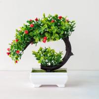 Planta Artificial De Bonsái En Maceta Flores Falsas Para Decoración De Mesa Ornamento De Árbol De Plástico Para Interior - details 2