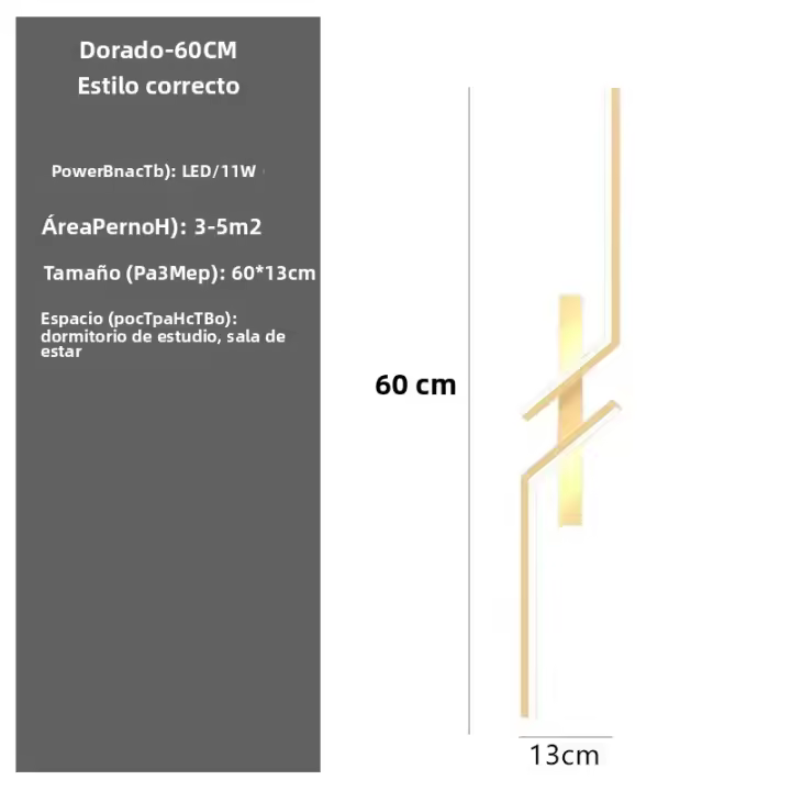 Lámpara De Pared Moderna Minimalista Creativa Con LED Para Dormitorio Sala De Estar Sofá TV Iluminación Ambiental En Oro - 1