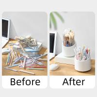 Organizador De Maquillaje Con Portar Cepillos Y Tapa Contenedor De Almacenamiento Para Cosméticos Para Mesita De Noche Y Baño - details 4