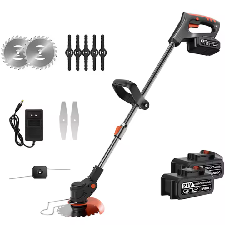 21V Adjustable Telescopic Handheld Cordless Grass Trimmer Electric Lawn Mower 2600mAh Rechargeable Lithium Battery Garden Tools - 1
