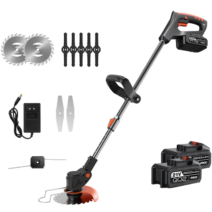 21V Adjustable Telescopic Handheld Cordless Grass Trimmer Electric Lawn Mower 2600mAh Rechargeable Lithium Battery Garden Tools - 1