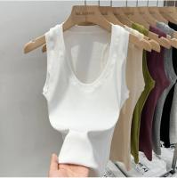 Camisola De Mujer 2025 Estilo Coreano Sólida Con Cuello Redondo Bajo Y Ribbed Basic Summmer Elasticado Slim Versátil - details 4