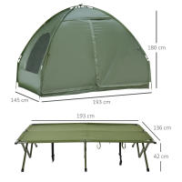 Cama de camping Elevada con Tienda de cúpula y colchón de aire with Bomba, tafetán, Green, dimensiones 193x136x178 cm para Aventuras al Aire Libre - details 6
