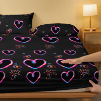 Sábana Ajustada De Corazón Geométrico Sencillo Y Moderno En Acabado Mate Sin Fundas De Almohada Para Dormitorio - details 3