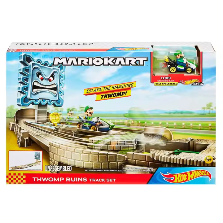 Mattel Hot Wheels Mario Kart Pista Thwomp Ruins Luigi - 1