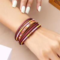 Pulsera De Cuero Genuino De Moda Con Hebillas Tejidas Y Cuentas Bohemias Para Mujer Y Adolescentes Cierre Magnético Hecho a Mano - details 22