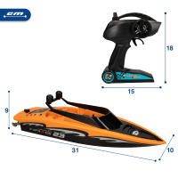 Racing Boat Lancha teledirigida, 31x10x9 cm, Frecuencia 2,4 GHz, 35-40 m alcance, 6 direcciones, Juguetes teledirigidos, Lancha rc, Barco radiocontrol, Juguete para niños de 4 años - details 3