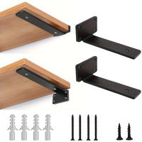 2/4PCS Soportes De Estante Flotante De Hierro Fundido Resistentes Para Estantes Invisibles L De 1/5 Pulgada Soporte Para Madera - details 0