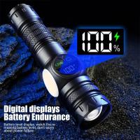 Linterna Táctica LED Más Potente Con Láser Blanco Recargable Por USB Luz De Torcha Con Zoom Y Gran Alcance Para Camping - details 1