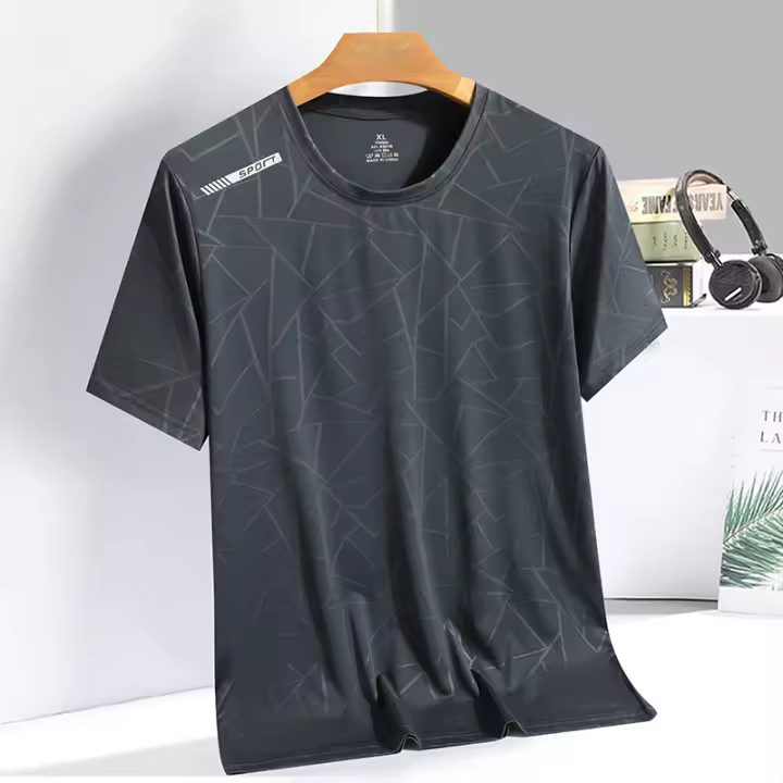 Camiseta De Verano De Seda Con Patrón De Camuflaje Deportiva Manga Corta Cuello Redondo Ligera Y Transpirable Secado Rápido Para Viajes - 1