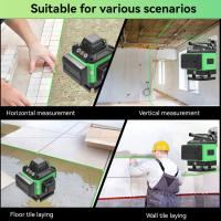 Nivel Láser 4D 16 Líneas Autonivelante ±3°  200ft Range Precisión ±1/9 Pulgadas, USB Recargable, Alcance 200 Pies con Receptor, IP54 Antipolvo/Agua para Construcción ﻿ - details 6