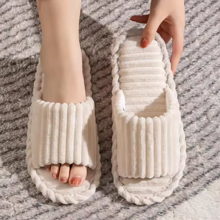 Zapatillas De Hombre Abiertas Antideslizantes Transpirables Para Interior Silenciosas Para Parejas Para Primavera/Otoño - 1