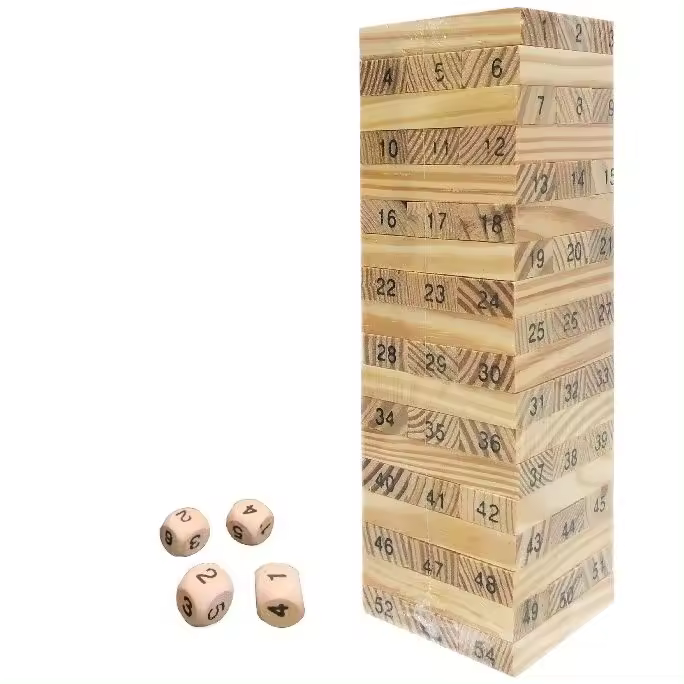 Merca9 - Juego clásico Torre de Equilibrio de Bloques de Madera Juego de Mesa - 1