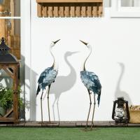 Outsunny Set de 2 Piezas Estatuas de Jardín de Grulla de Acero Esculturas de Garza para Exteriores Adornos de Grulla para Decoración de Césped Patio Estanque - details 1