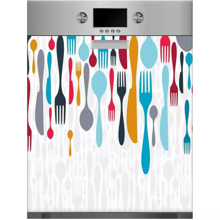 Oedim Vinilo para Lavavajillas Cubiertos Colores | Varias Medidas 70x80cm | Adhesivo Resistente y de Fácil Aplicación | Pegatina Adhesiva Decorativa de Diseño Profesional - 1