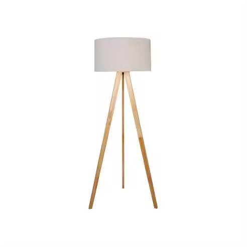 EDM Lámpara de pie E27 de madera y tela - Iluminación EDM - 32159  Lámparas Lámparas Led - 1