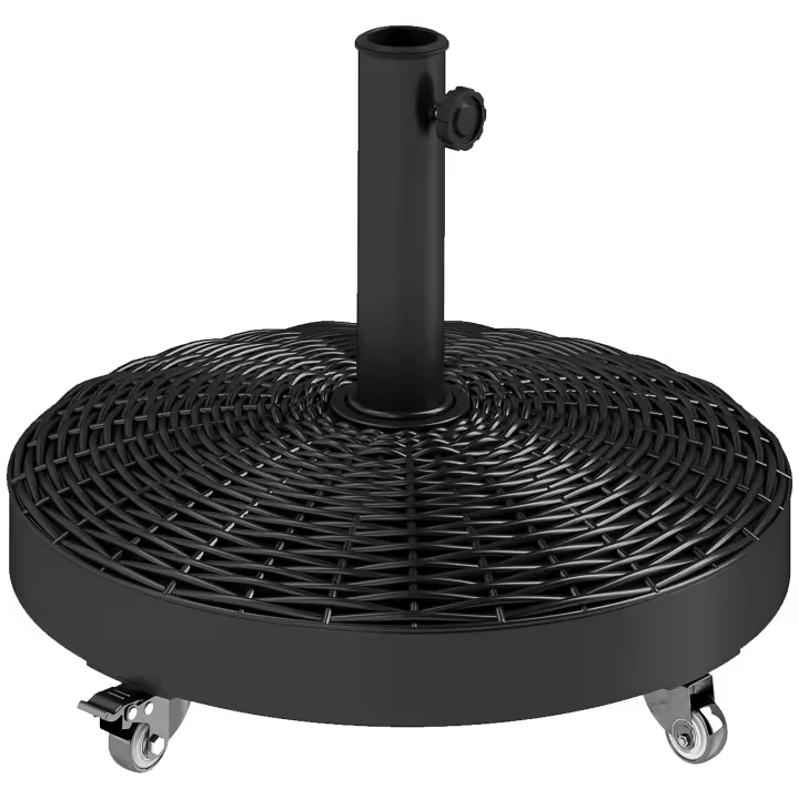 Outsunny Base para Sombrilla Redonda Soporte para Parasol con Ruedas Pie para Sombrilla con Relleno de Cemento Peso 25 kg para Jardín Terraza Negro - 1