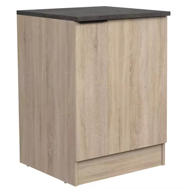 Módulo Cocina Inferior Arko en Color Roble Áspero y Negro con 1 Puerta y Estante Tirador Aluminio 60x60x86 cm - 1
