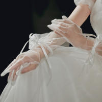 Guantes De Boda Elegantes Para Novia Con Lazo Accesorios De Boda Para Damas Guantes De Noche Formales De Encaje Rayón Talla Única - details 36